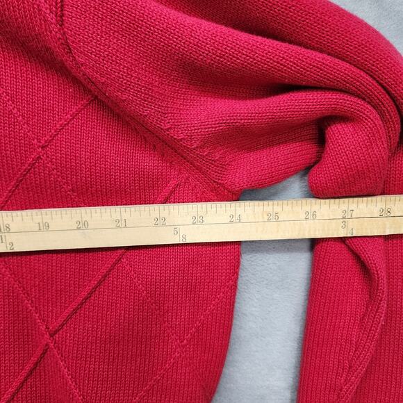 NWT IZOD Sweater Mens XLARGE Logo Red Crew Neck Cotton Argyle Office Dad Holiday - Picture 6 of 11